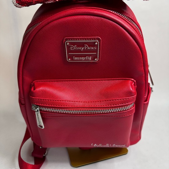 Loungefly Minnie Mouse Red Sequined Bow Backpack - Picture 10 of 10